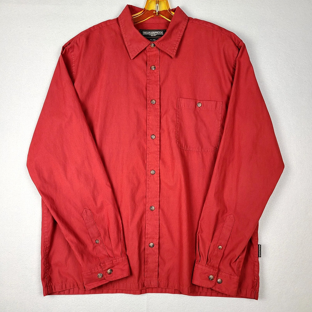 Weatherproof Garment Company Sueded Shirt XL Burgundy‎ Red Button Up Gorpcore